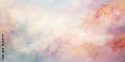 Delicate brushstrokes in pastel shades blend softly, forming a dreamy and ethereal texture background. Generative AI © Kanisorn