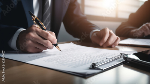 Executive or Lawyer signing Contract , Business Deal and Agreement. Ai generative. 
