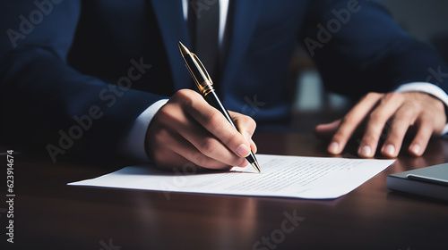 Executive or Lawyer signing Contract , Business Deal and Agreement. Ai generative. 