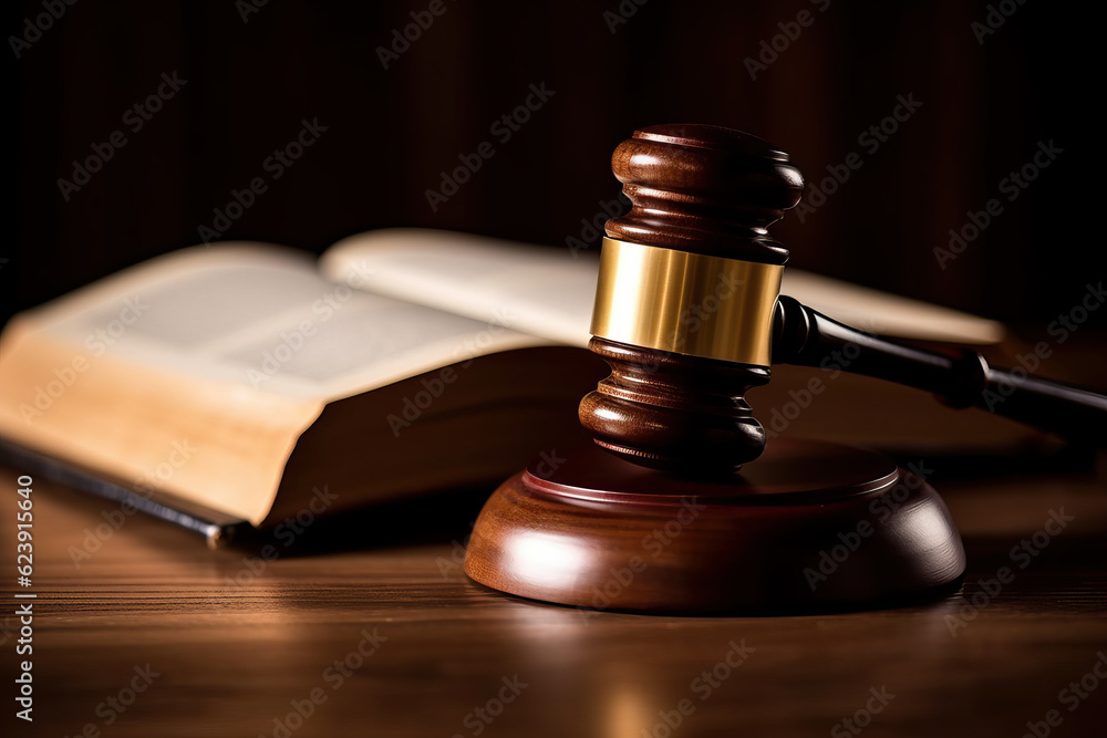 Photo of a wooden judge's gavel on a table