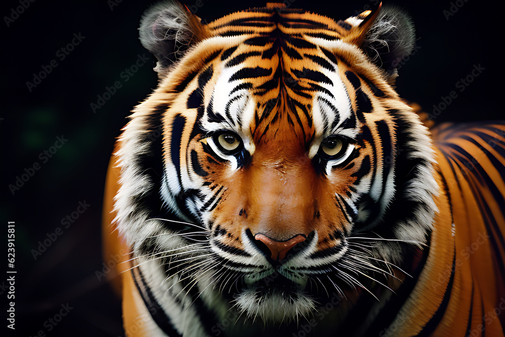 Fototapeta premium portrait of a bengal tiger illustration Generative Ai