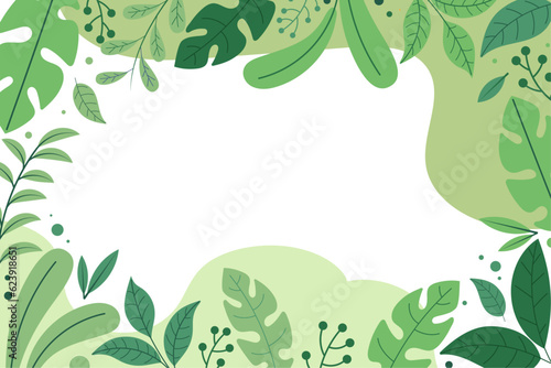 Presentation Background with tropical leaf plant on green background vector design.