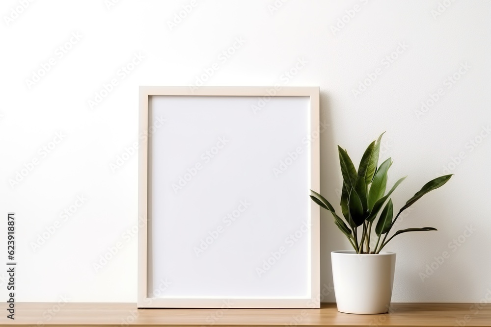 Empty square frame mockup in the modern minimalist interior over white wall background, Template for artwork, painting, photo, or poster Empty square frame mockup in the modern minimalist interior over white wall background, Template for artwork, painting, photo, or poster
