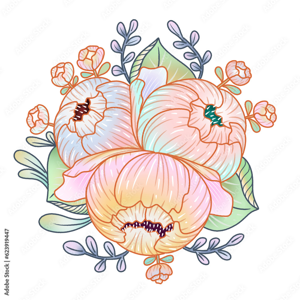Fototapeta premium Peony Flower Illustration