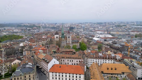 Wallpaper Mural Historic district in the city center of Geneva from above - aerial view by drone Torontodigital.ca