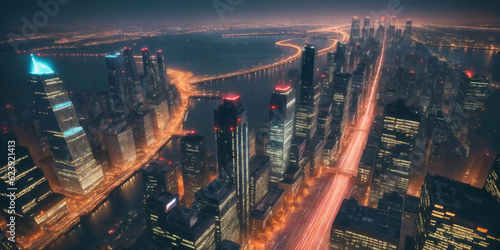 Aerial photography of modern cities at night