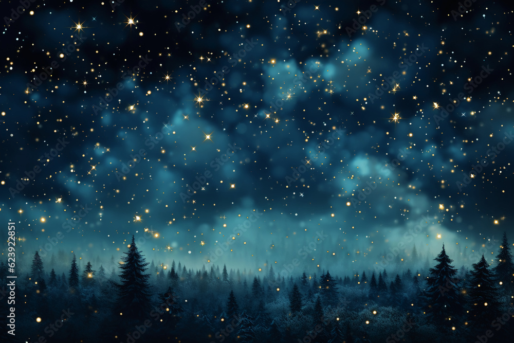 Naklejka premium Sky with stars blue background for the christmas holiday illustration. AI generative
