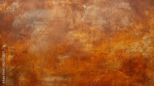 Grunge rusty orange brown metal corten steel stone background texture banner panorama. Digital illustration generative AI.