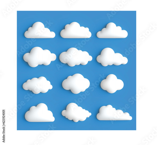 3d vector set of clouds