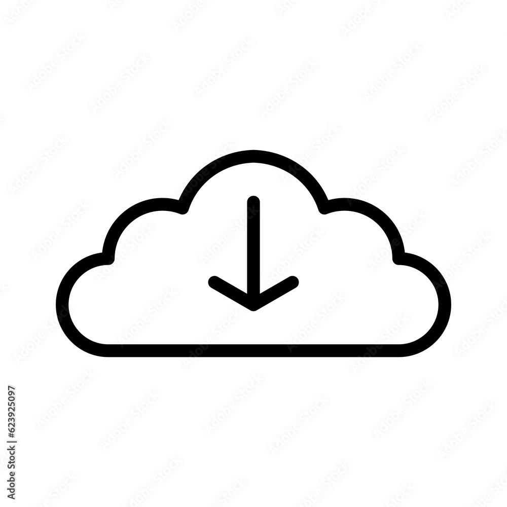 Cloud download icon isolate on white background Cloud download icon isolate on white background