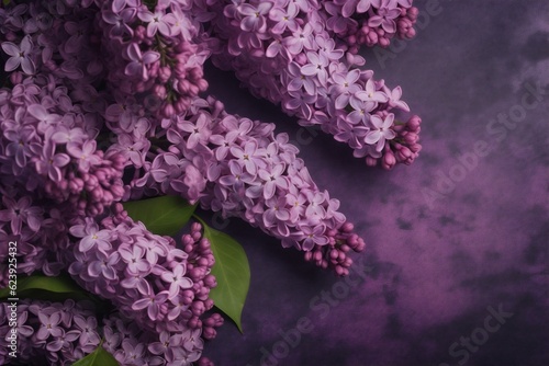 floral green blossom space spring beautiful background flowers nature violet copy leaf. Generative AI.