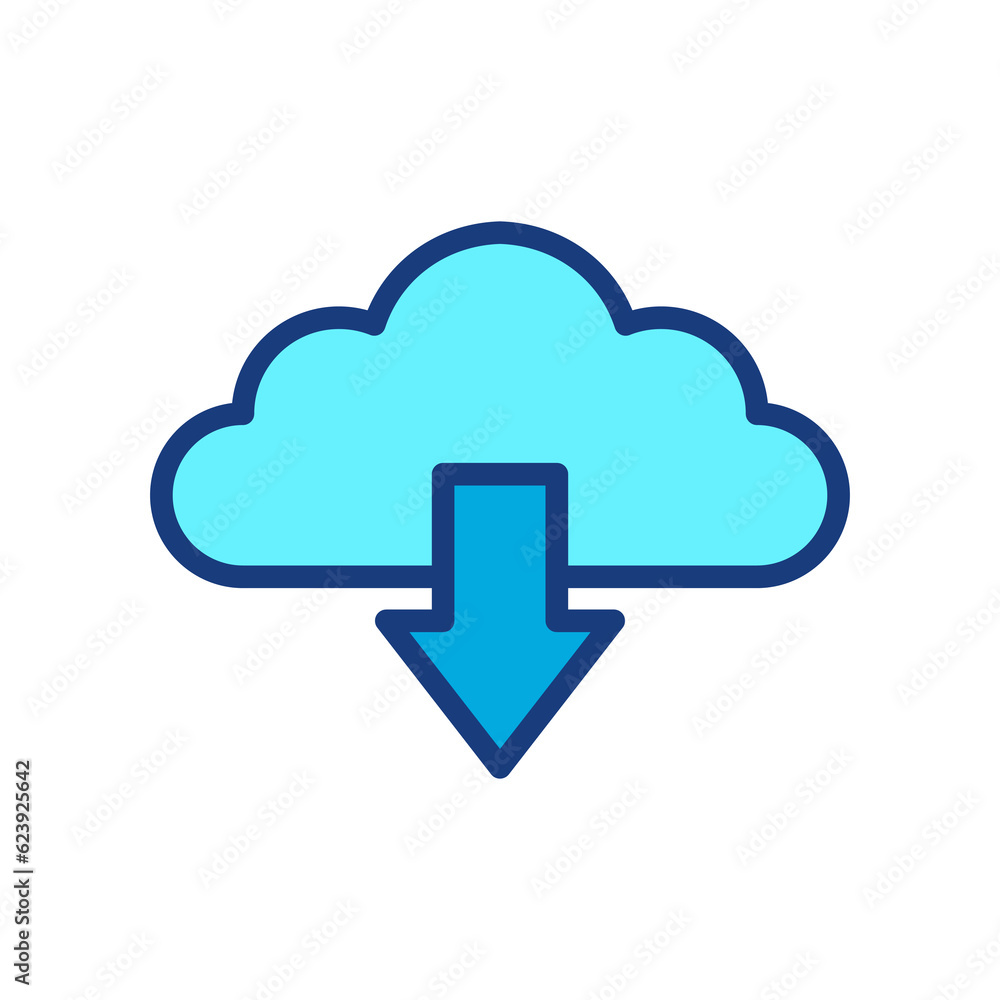 Cloud download icon isolate on white background Cloud download icon isolate on white background