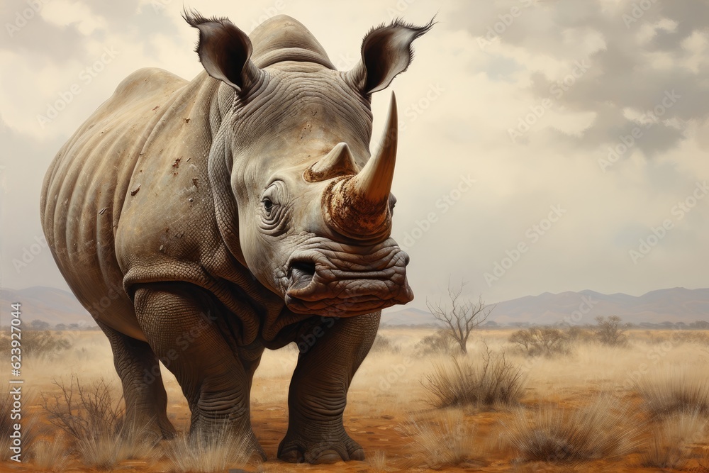 Fototapeta premium ai generated rhinoceros illustration