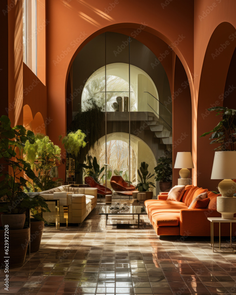 Interior color scheme a warm Mediterranean villa
