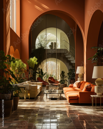 Interior color scheme a warm Mediterranean villa 