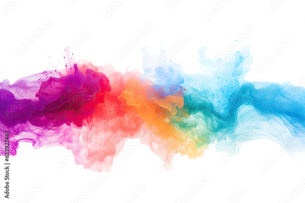 colorful particulate matter streaming through space, abstract shape isolated on a transparent background, generative ai