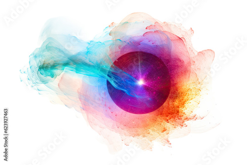colorful particulate matter spinning at light speed, abstract shape isolated on a transparent background, generative ai