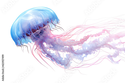 floating jellyfish swirling mysteriously around, abstract shape isolated on a transparent background, generative ai