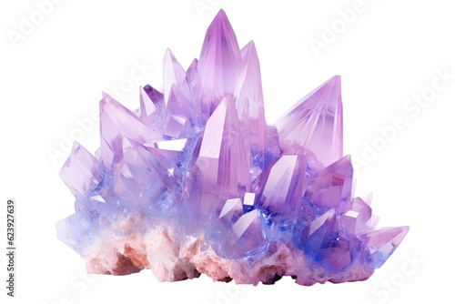 growth of a crystal cluster, abstract shape isolated on a transparent background, generative ai