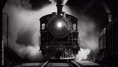 Canvas Print An old engine train close shoot generative by ai