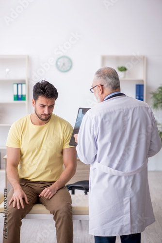 Young male patient visiting old male doctor