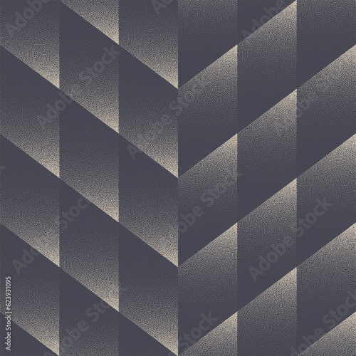 Chevron Zigzag Structure Seamless Pattern Trend Vector Dot Work Abstraction. Retro Style Textile Design Stylish Fabric Print Checkered Trapeze Grid Endless Abstract Background. Half Tone Illustration