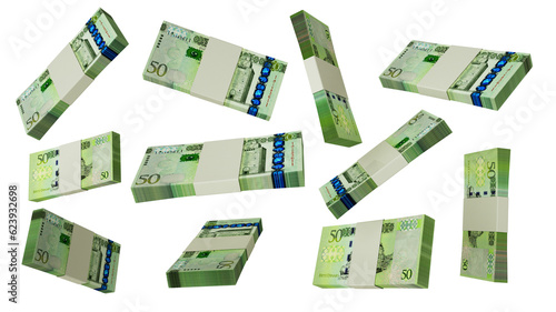 Принти на полотні 3D rendering of  stacks of Libyan Dinar notes flying in different angles and ori