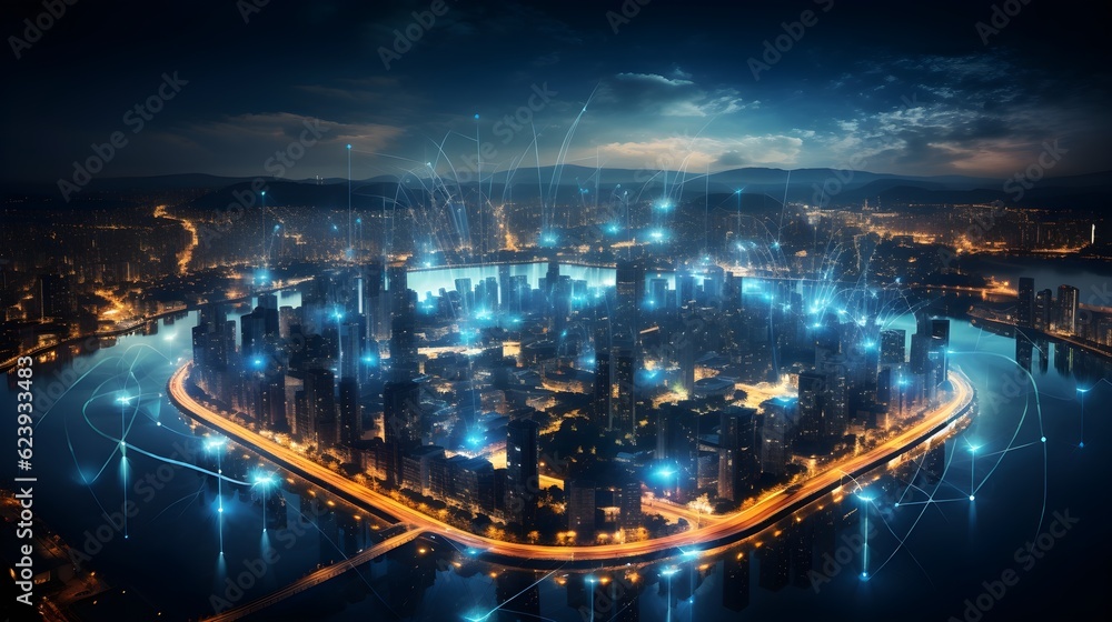 Connected Horizons: Modern Cityscape and Communication Network for Smart Cities