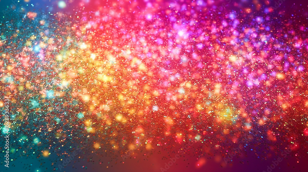 Abstract bokeh background with multicolored lights and stars.