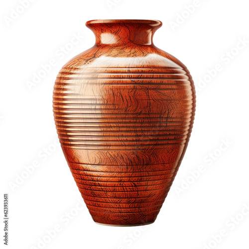 Earthenware vase. isolated object, transparent background