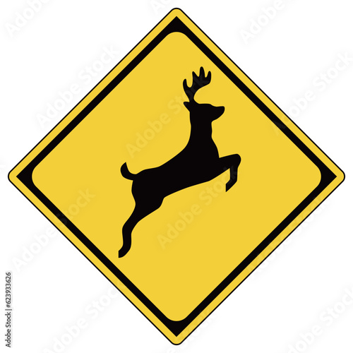 道路標識、警戒標識、動物が飛び出すおそれあり