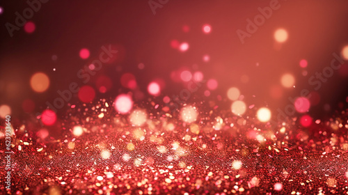 glitter vintage lights background red and gold defocused