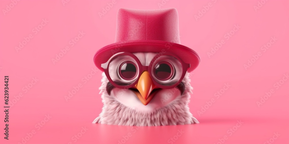 Little owl and hat animal clay cartoon animation, AI Generated Little owl and hat animal clay cartoon animation, AI Generated