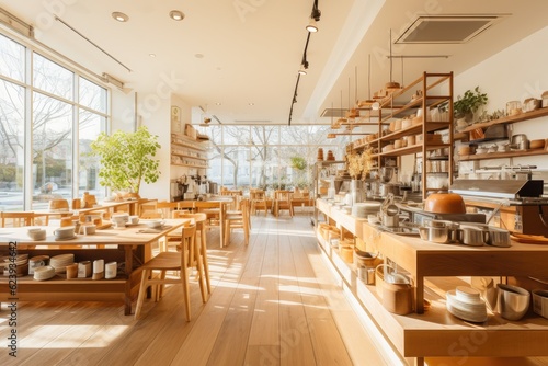 Cute Japanese café with wood floors giving a homey nostalgic feeling 