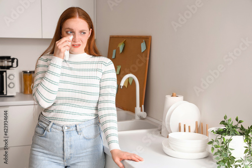 Allergic young woman with t...