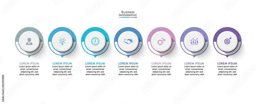 Vetor de Business data visualization timeline infographic icons ...