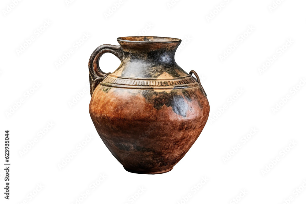 Greek amphora. isolated object, transparent background