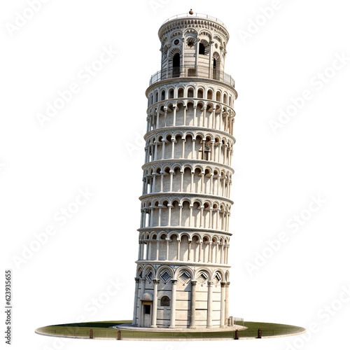 Billede på lærred Leaning Tower of Pisa . isolated object, transparent background