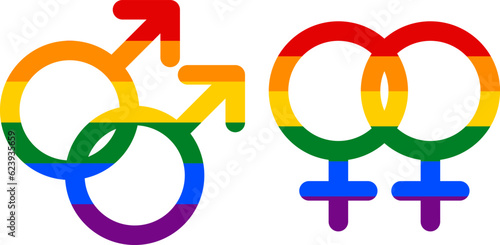 ゲイ　レズビアン　シンボル　アイコン　記号　（Illustration of gay symbol） / LGBT / LGBTQ
