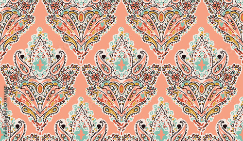 Colorful asian style floral pattern. 
paisley pattern in traditional indian style, design for decoration and textiles