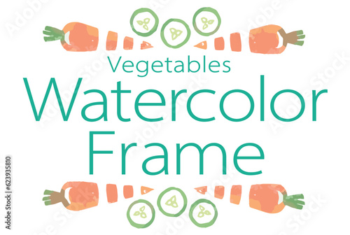 野菜のイラストを使った仕切り・飾りのデザイン。水彩風、ベクター素材。