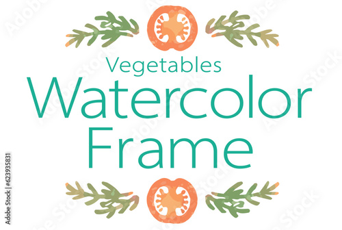 野菜のイラストを使った仕切り・飾りのデザイン。水彩風、ベクター素材。
