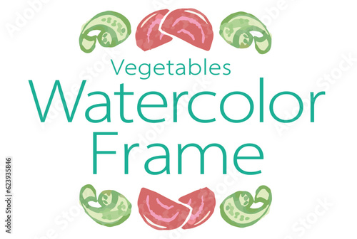 野菜のイラストを使った仕切り・飾りのデザイン。水彩風、ベクター素材。