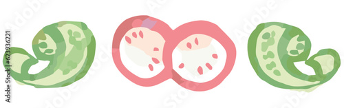 野菜のイラストを使った仕切り・飾り。水彩風、ベクター素材。