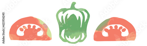 野菜のイラストを使った仕切り・飾り。水彩風、ベクター素材。