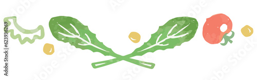 野菜のイラストを使った仕切り・飾り。水彩風、ベクター素材。