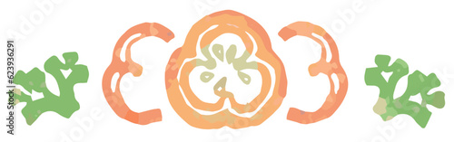 野菜のイラストを使った仕切り・飾り。水彩風、ベクター素材。