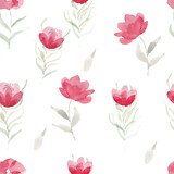 Red Simple Watercolor Flower Seamless Pattern