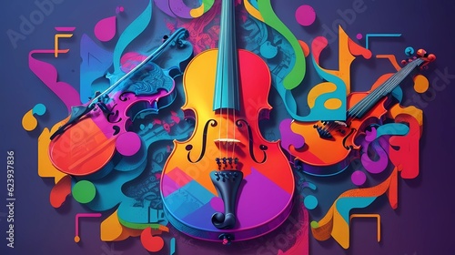 Violin Color image art illustration, generative Ai art