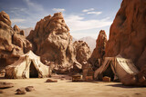 Desert Oasis: Realistic Tents at Rockfront Campsite